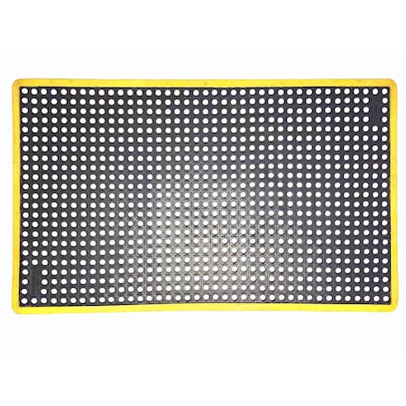 Rhino Mats K-Series Safety Tract Drainage Mat, Rubber, Drainage Holes, 3 ft W x 5 ft L, Black ST-3660BY